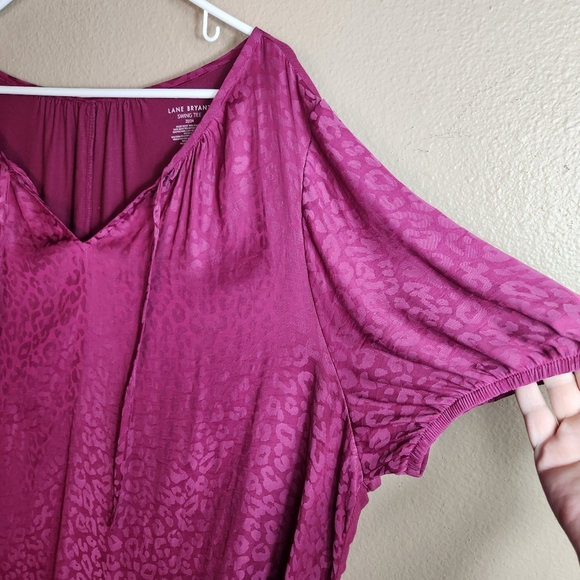 Lane Bryant Womens |22/24| Magenta Pink Leopard Print Swing Tee Blouse - Picture 4 of 5